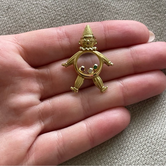 Estate⭐️18K Gold⭐️Clown Jester Mother's Charm Pendant - Picture 2 of 8